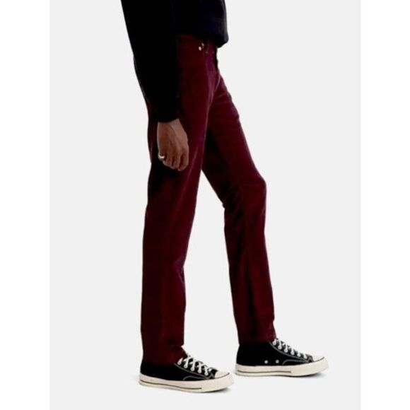 Levis 511 Slim Pants Mens 29 x 32 Maroon Corduroy Wine Tasting Stretch Pants - Picture 5 of 7
